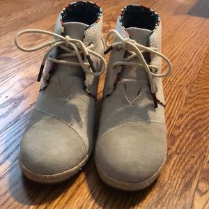 Toms Canvas Wedge Bootie